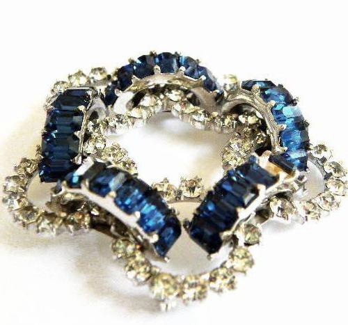 Dior 1950's Blue Crystal Pin/Earring Set