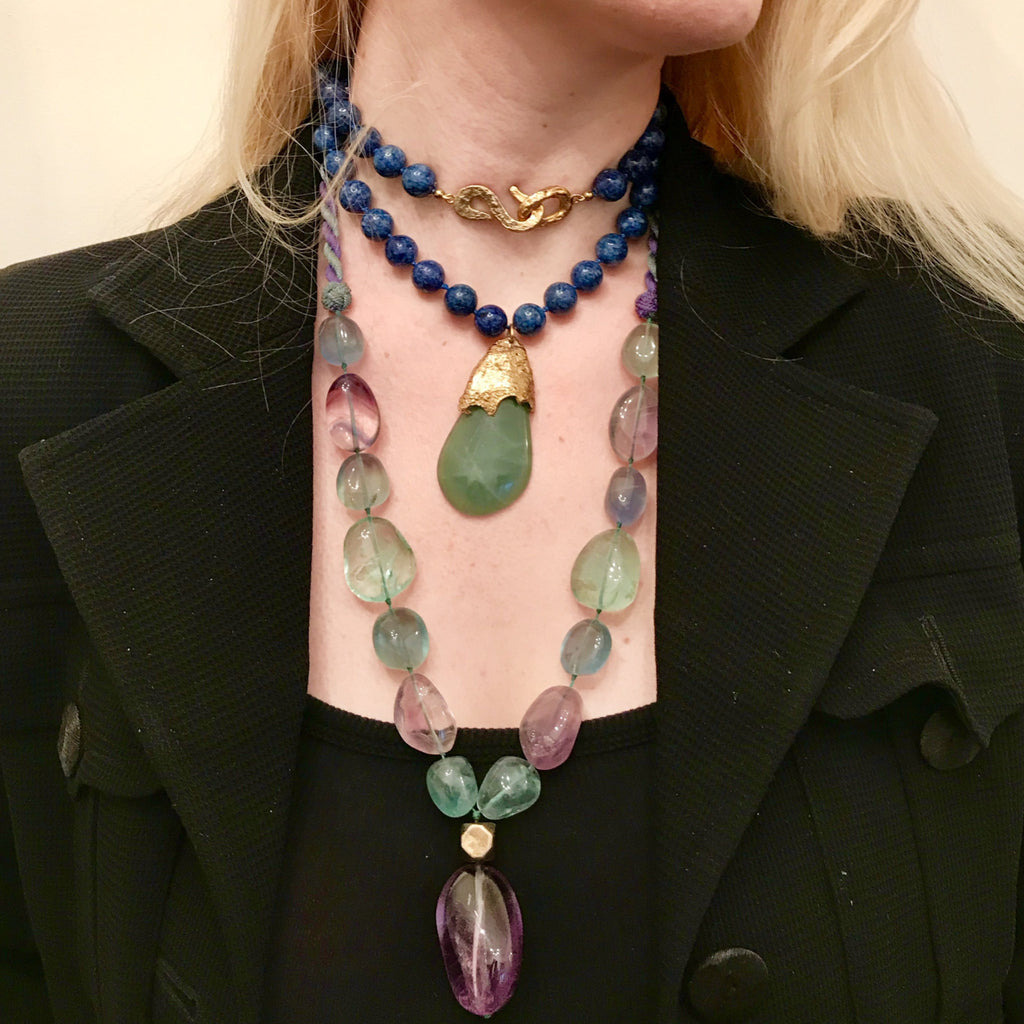 YSL yves saint laurent large quartz crystal necklace