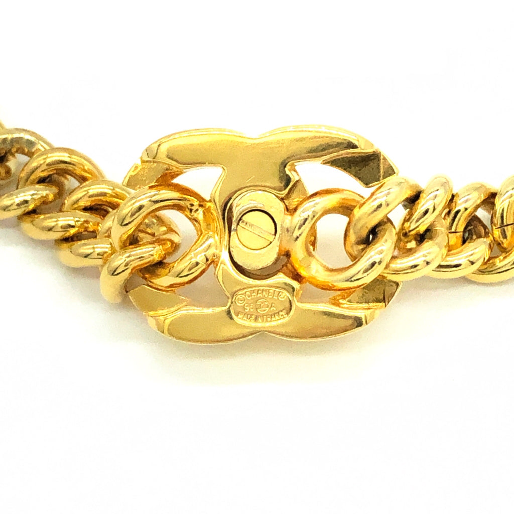 Chanel Goldtone Turnlock Necklace