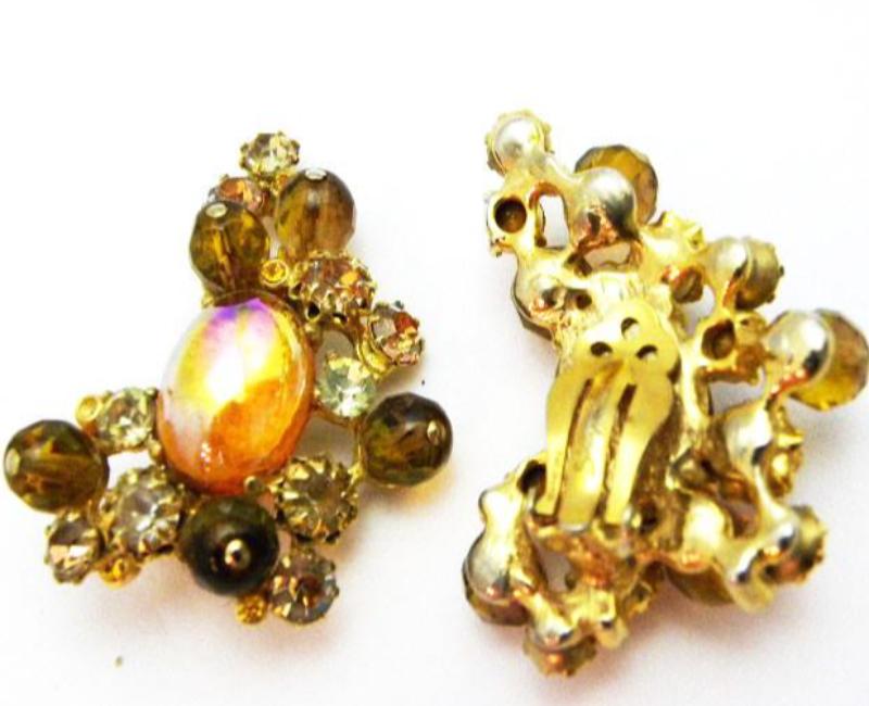 Schiaparelli Amber Pin and Earring Set